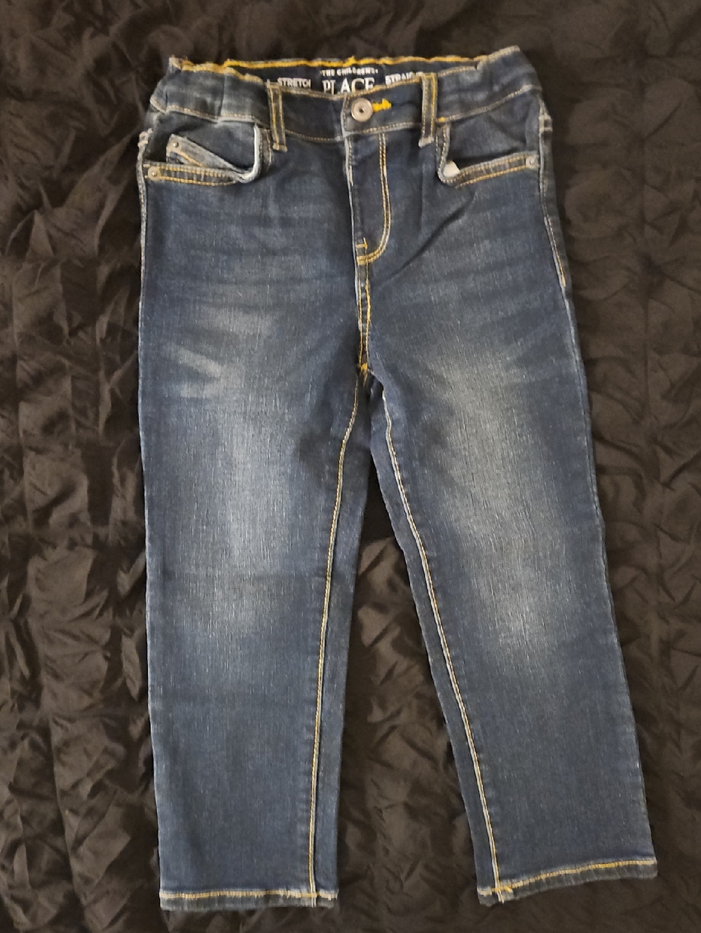 The Children's Place Boy's Dark Blue Jeans with Yellow Stitching